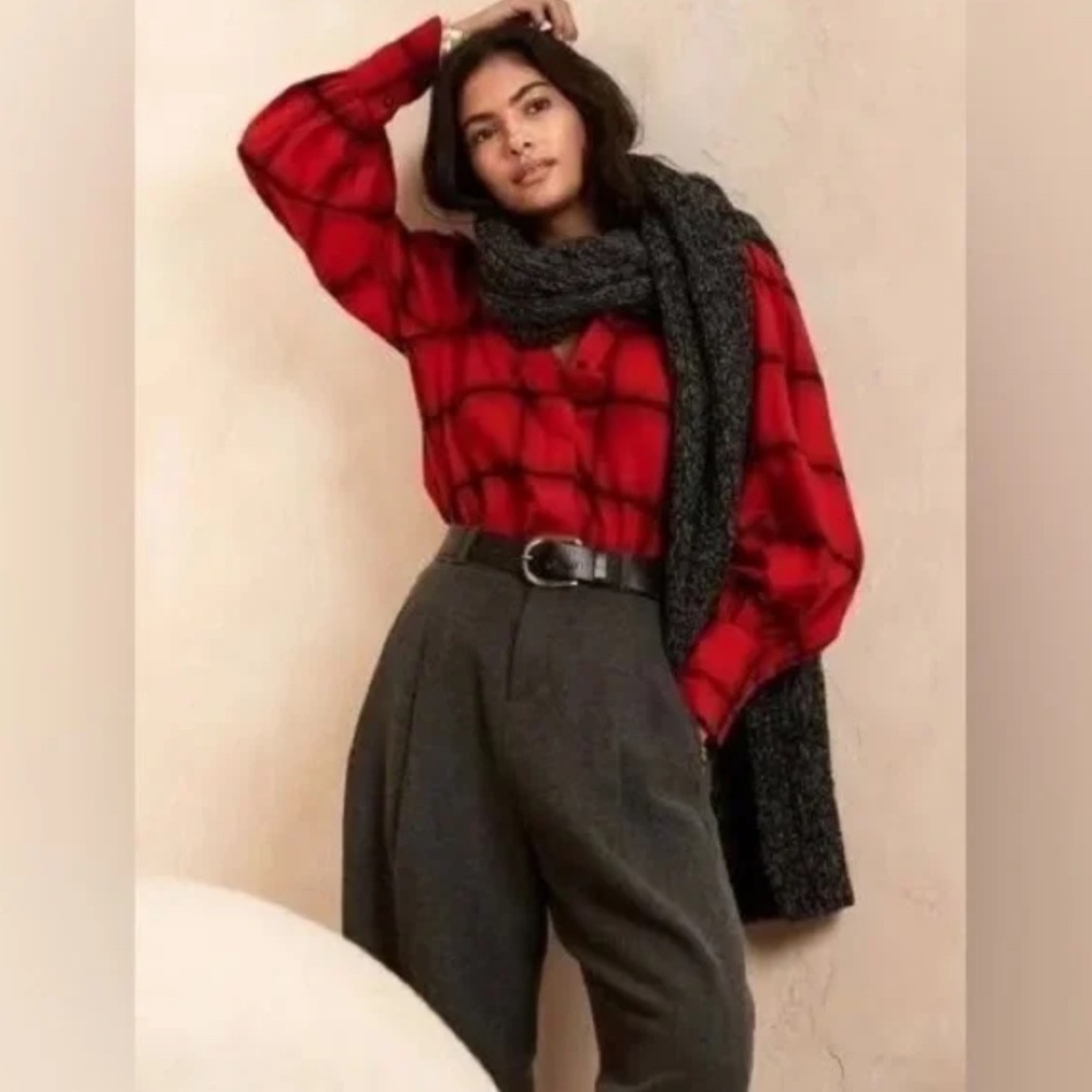 Banana Republic Plaid Button Down Flannel Red and Black SIZE XL - NWT